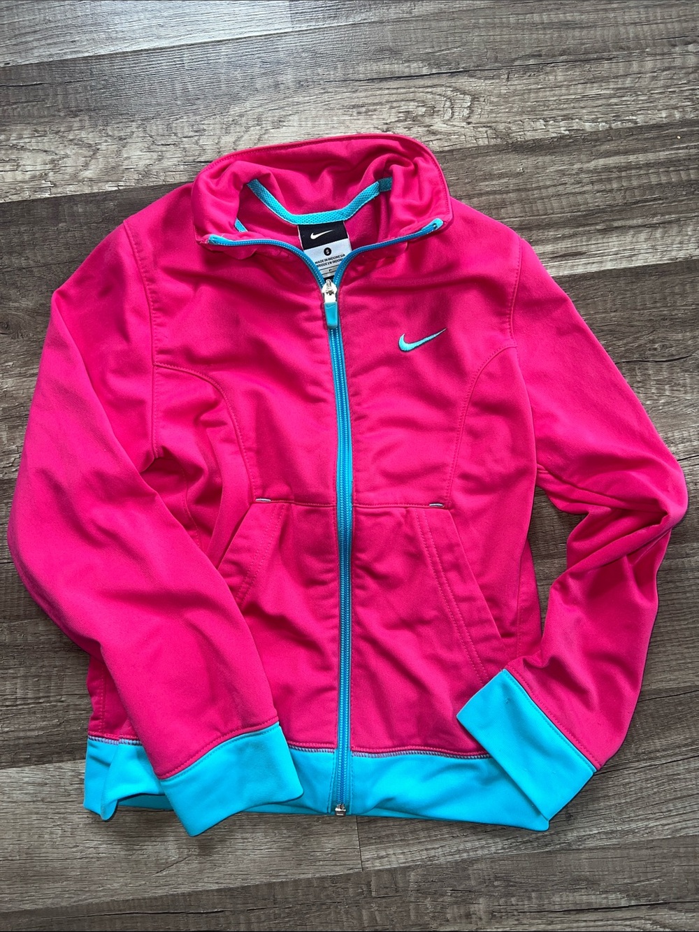 Nike Girls' Bright Pink Jacket with Turquoise Trim